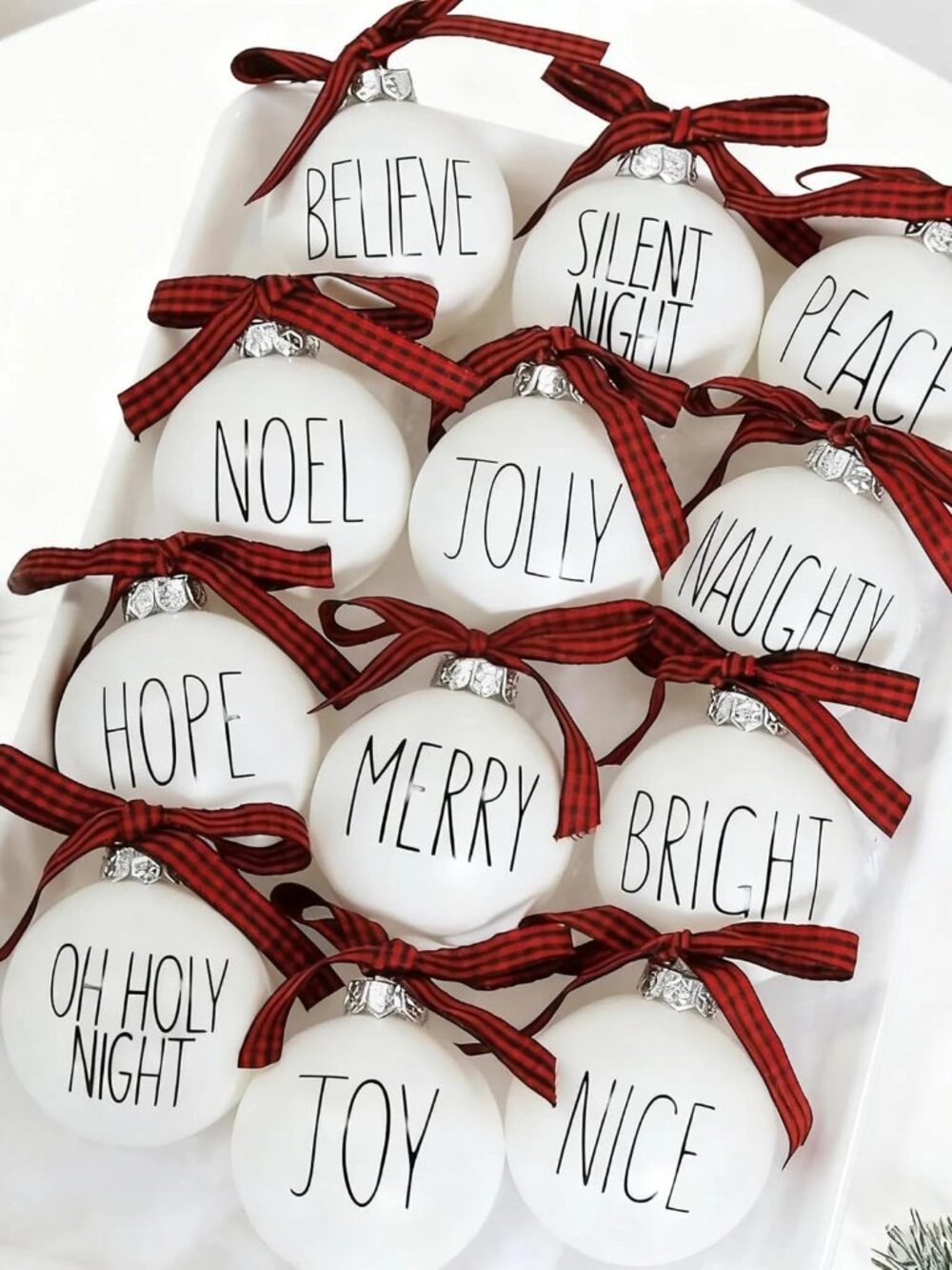 12Pcs Christmas Ball Ornaments Farmhouse Christmas Ornaments with Buffalo Plaid
